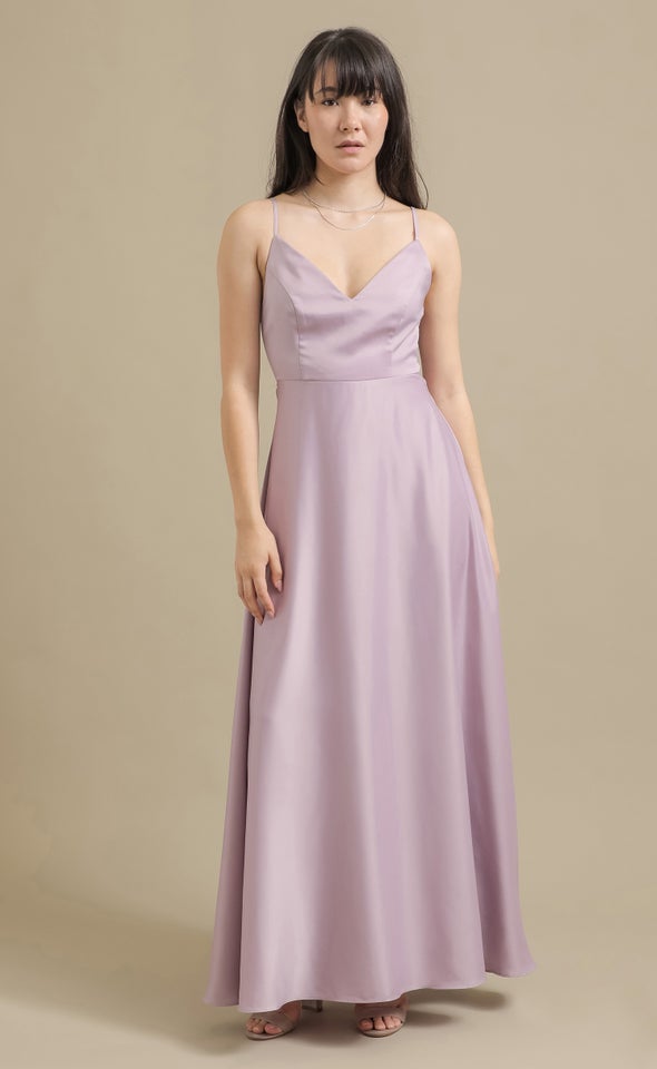 Satin Bow Tie Back Gown Lilac