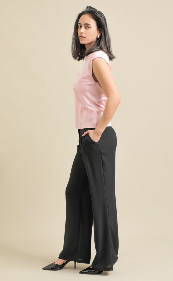 Satin Cowl Neck Top Blush