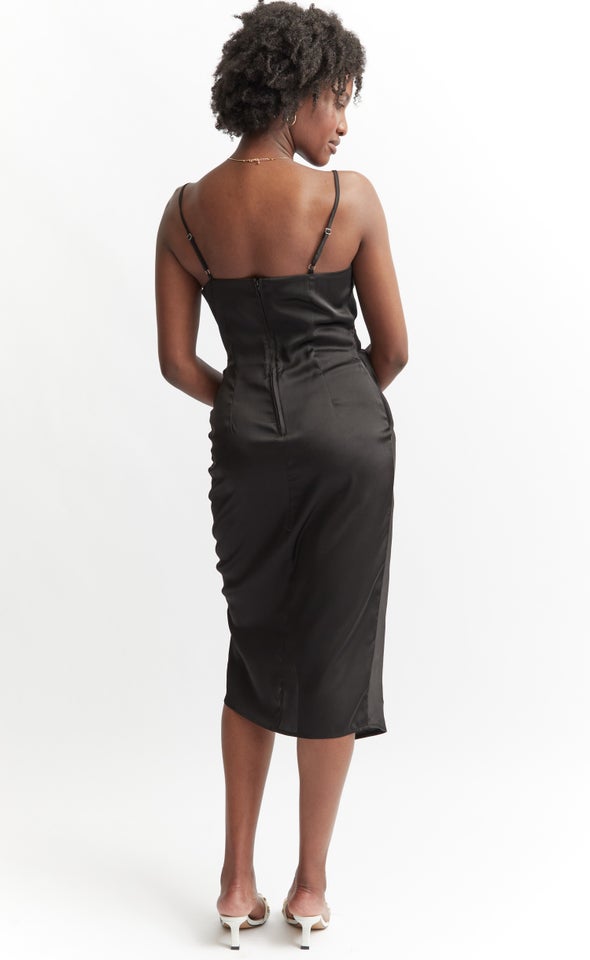 Satin Cowl Split Hem Dress Pagani