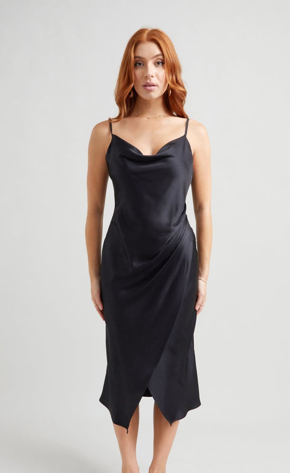 Satin Cowl Split Hem Dress Pagani