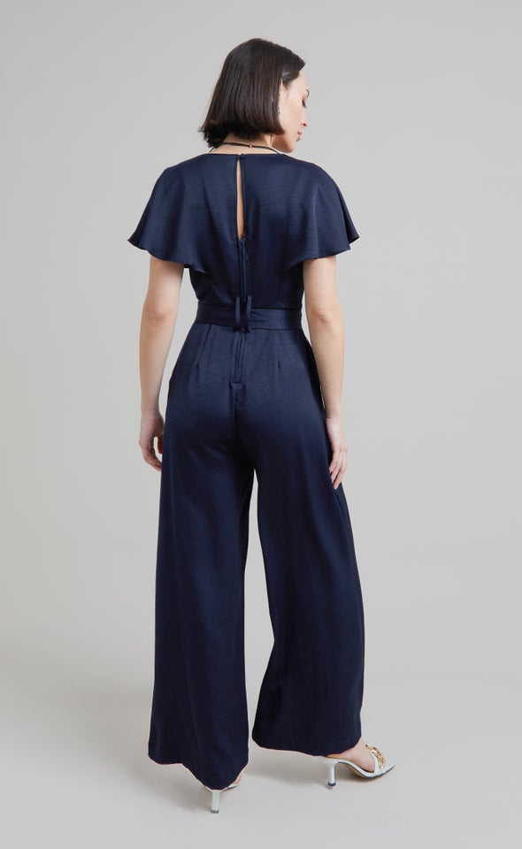 Satin Cross Front Jumpsuit Ink