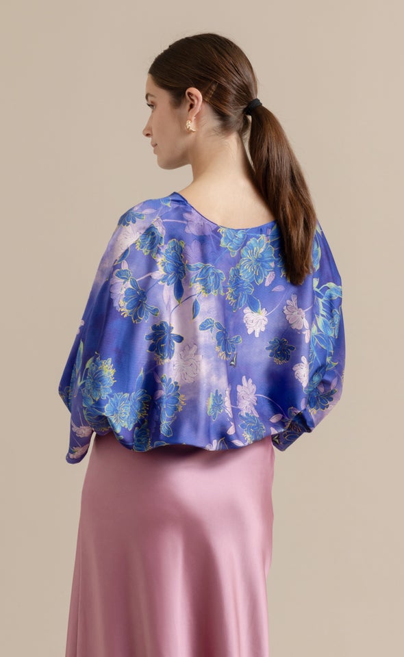 Satin Floral Batwing Top Pagani
