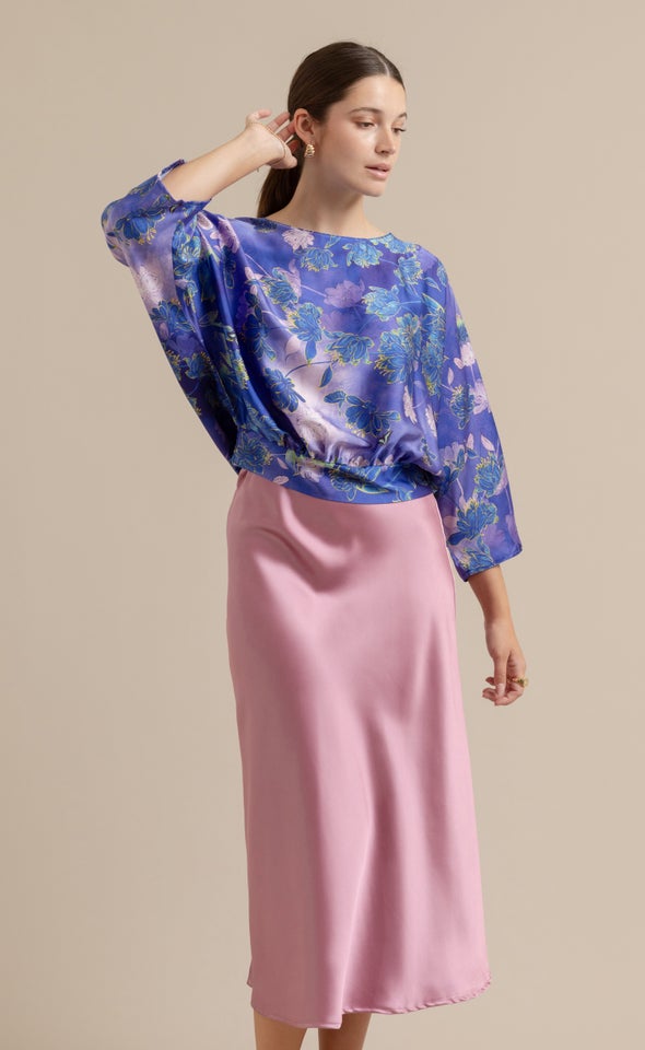 Satin Floral Batwing Top Pagani