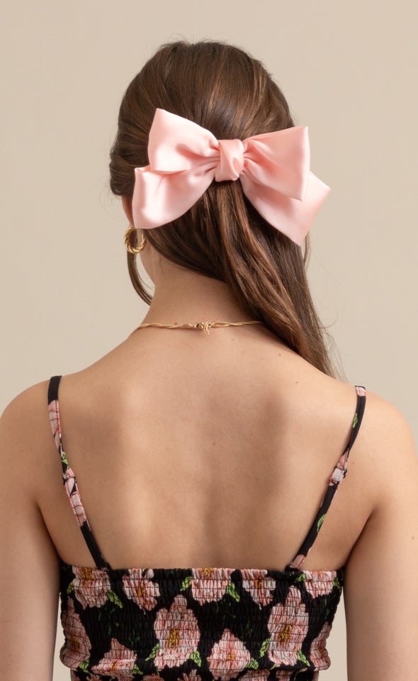 Satin Hair Bow Blush