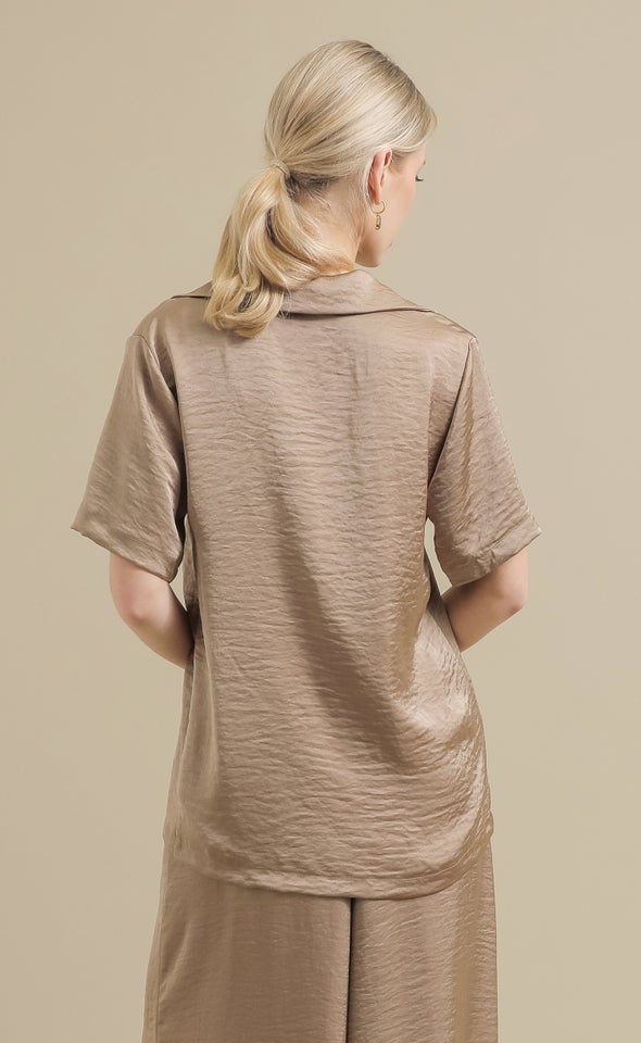 Satin Jacket with Feature Button Natural