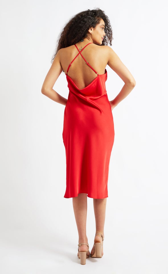 Satin Low Cowl Back Slip Dress Pagani