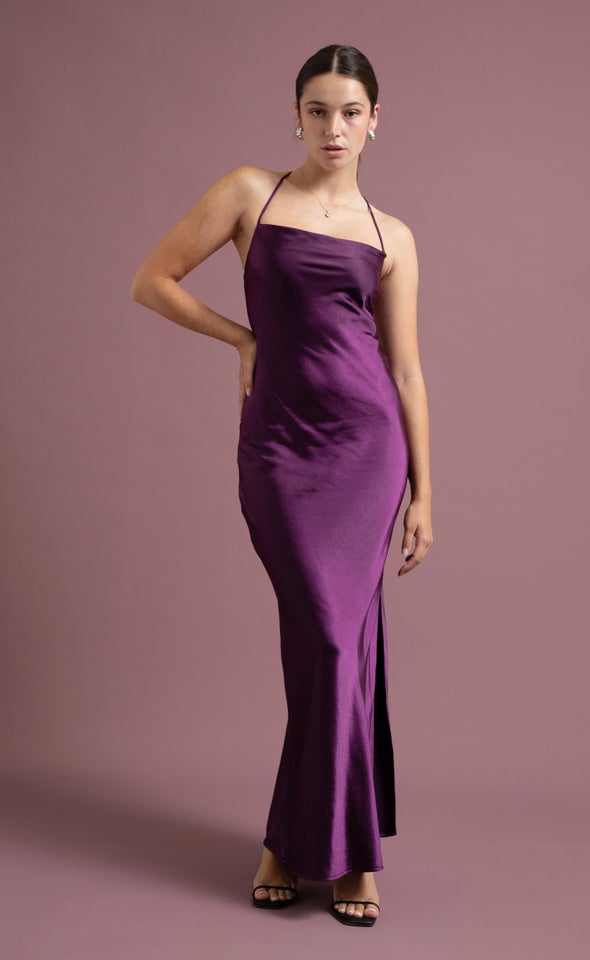 Satin Low Cross Back Gown | Pagani