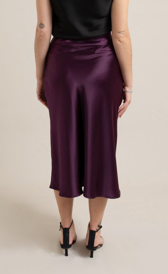 Satin Midi Skirt Violet