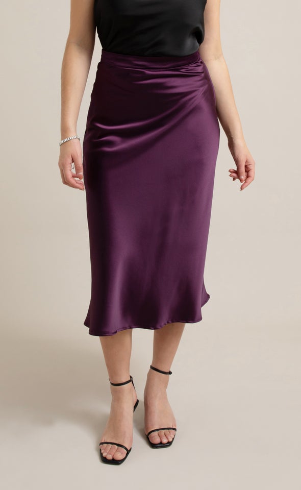 Satin Midi Skirt Violet