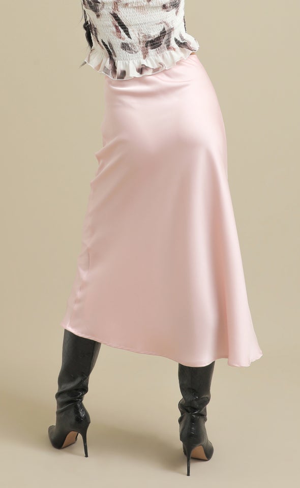 Satin Midi with Elastic Waist Ballet Pink