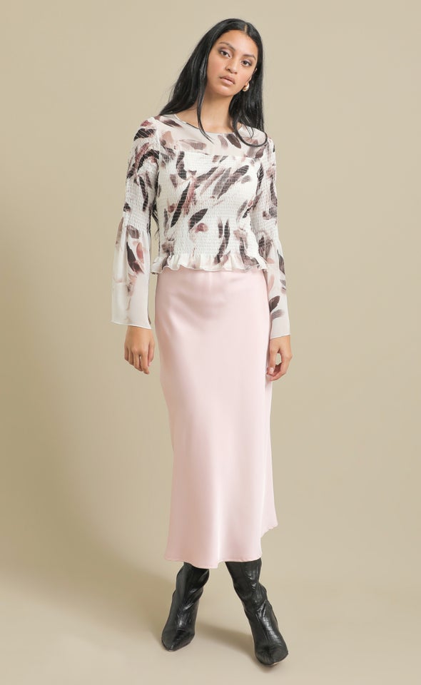 Satin Midi with Elastic Waist Ballet Pink
