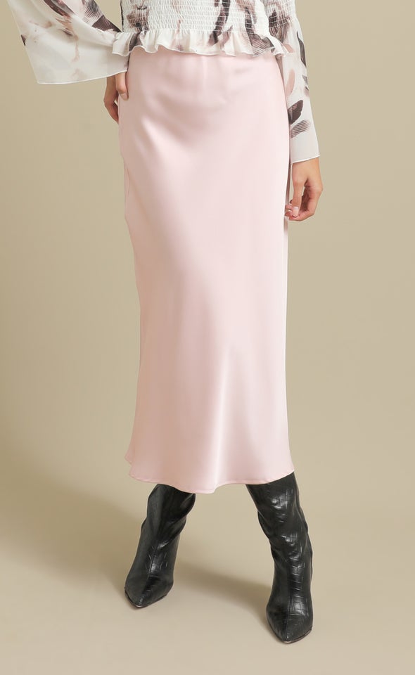 Satin Midi with Elastic Waist Ballet Pink