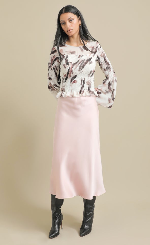 Satin Midi with Elastic Waist Ballet Pink