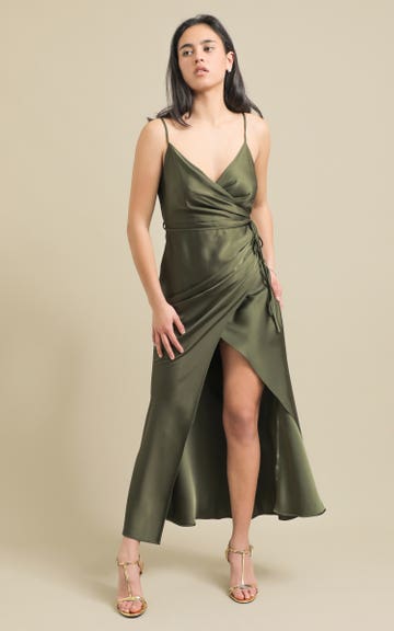 strapless open back dress GARDÉNIA' OLIVE GREEN DRESS – Kiwini The Label