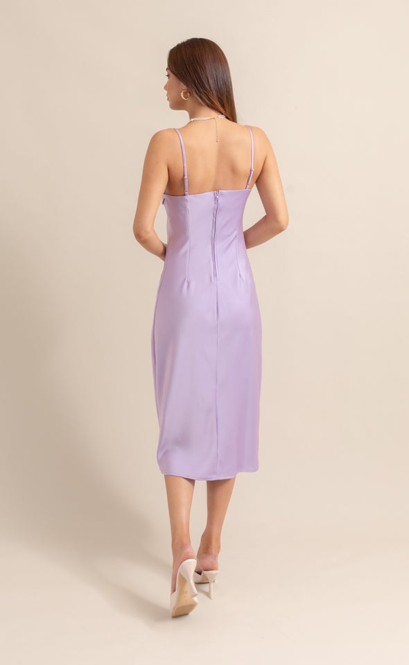 Satin Scoop Neck Slip Dress Lilac