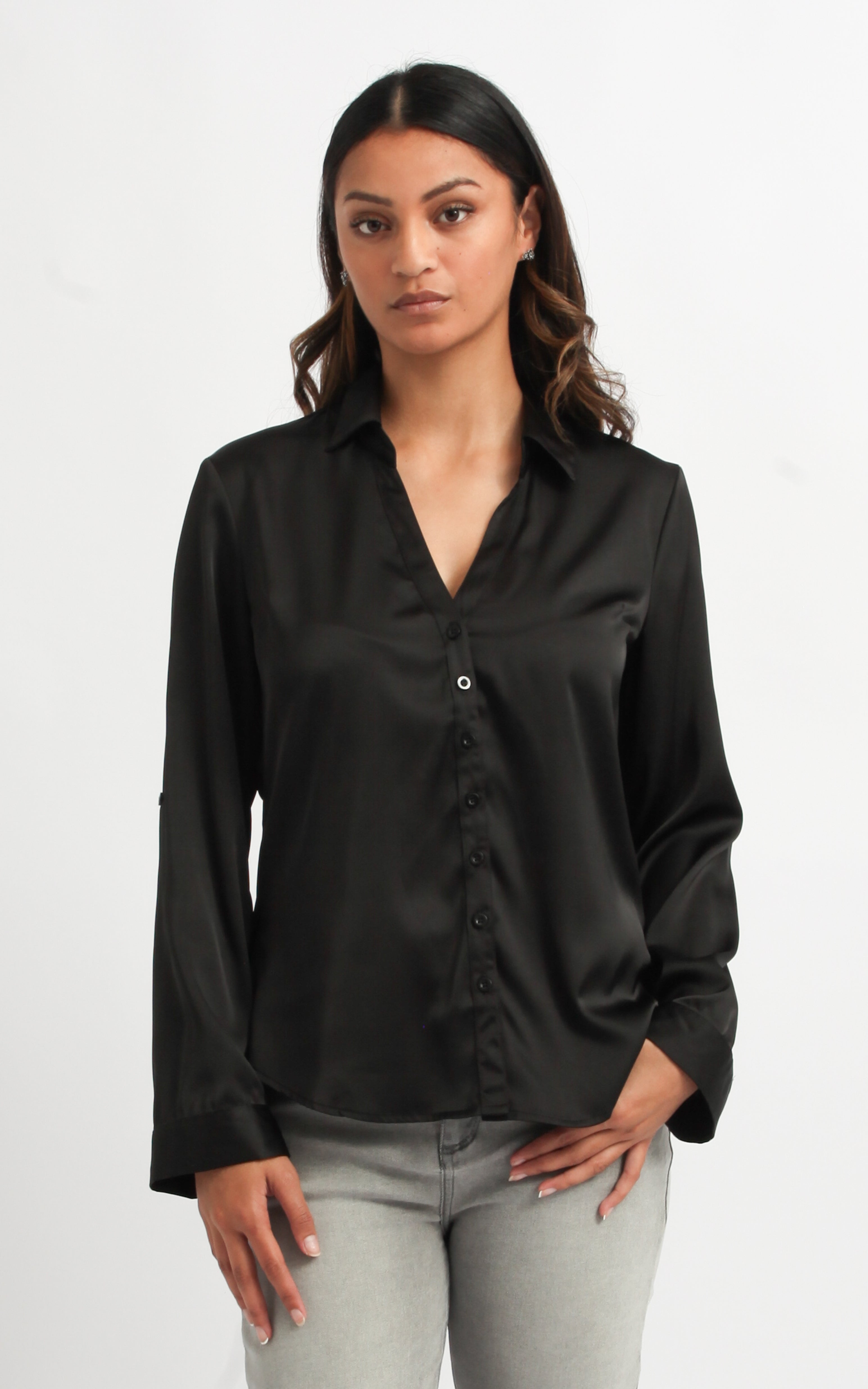 Satin Shirt in Black