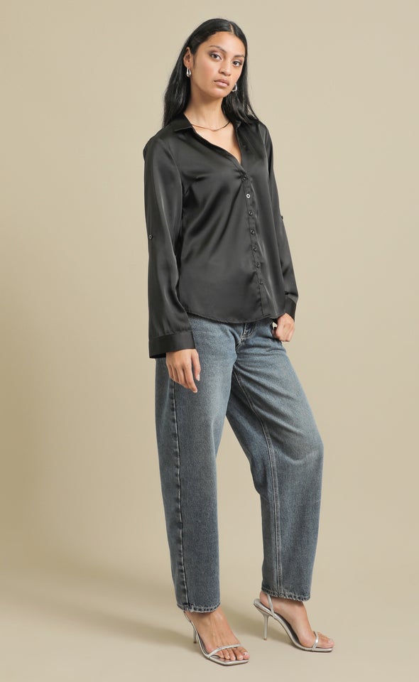 Satin Shirt Black