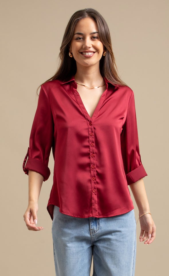 Satin Shirt Merlot