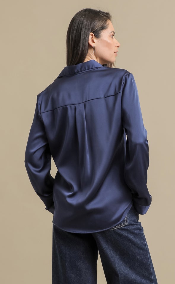 Satin Shirt Navy