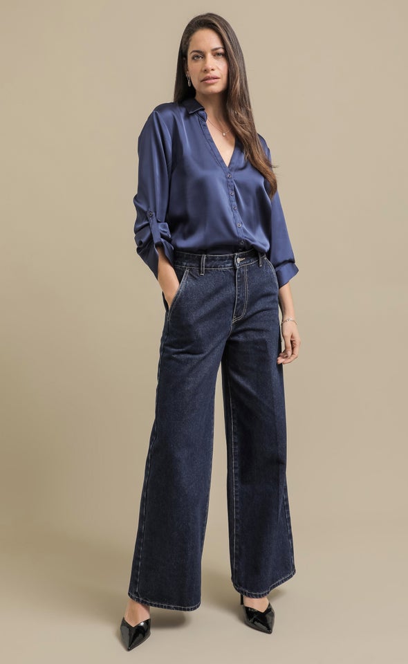 Satin Shirt Navy