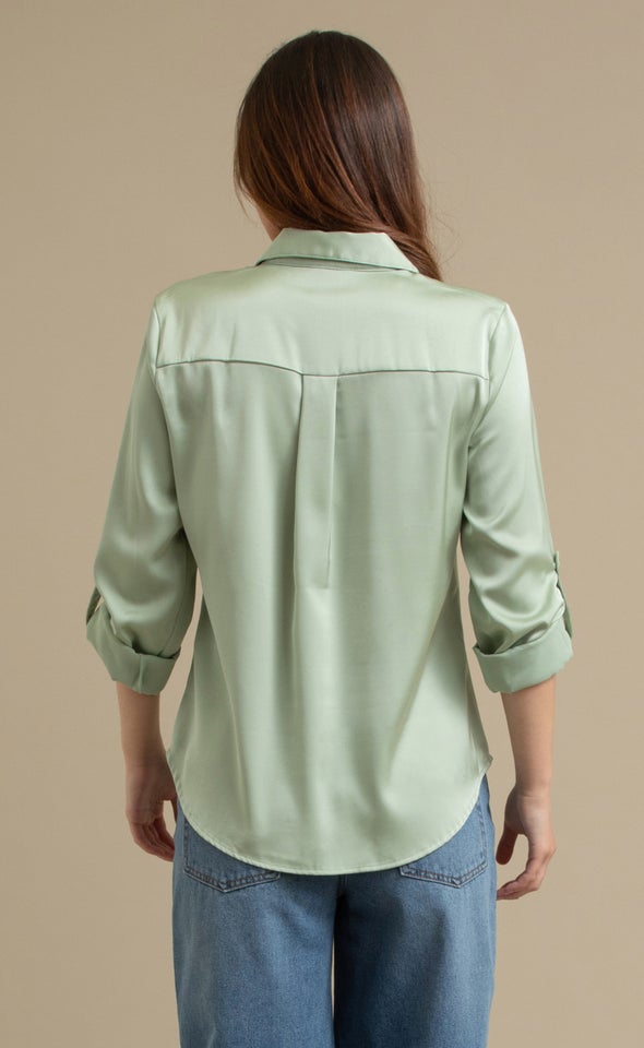 Satin Shirt Sage