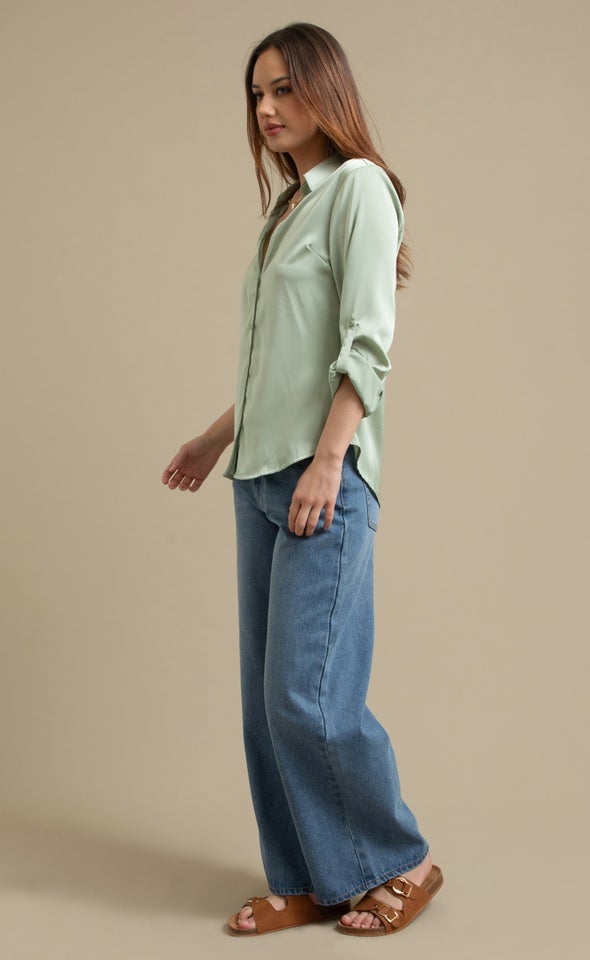 Satin Shirt Sage