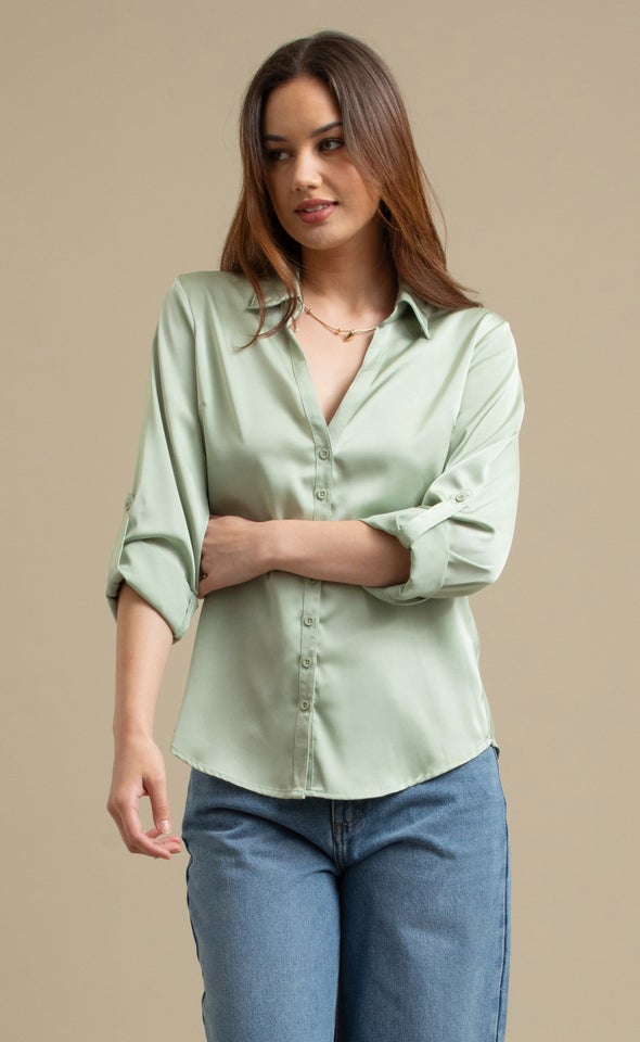 Satin Shirt Sage