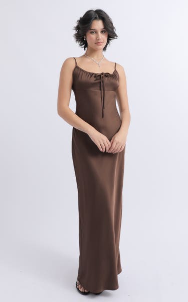 pagani bridesmaid dresses Paulina Fitted Bridesmaid Dress with Keyhole Neckline & Slit