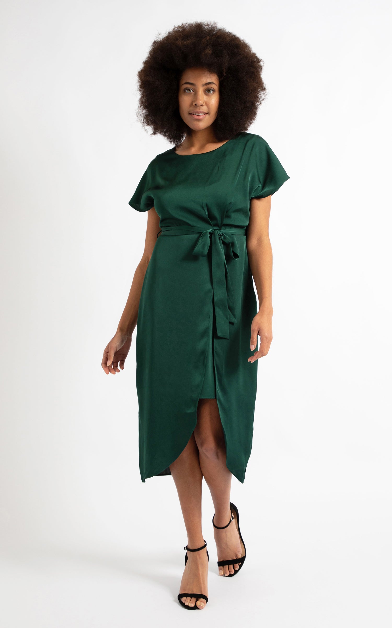 tie wrap midi dress