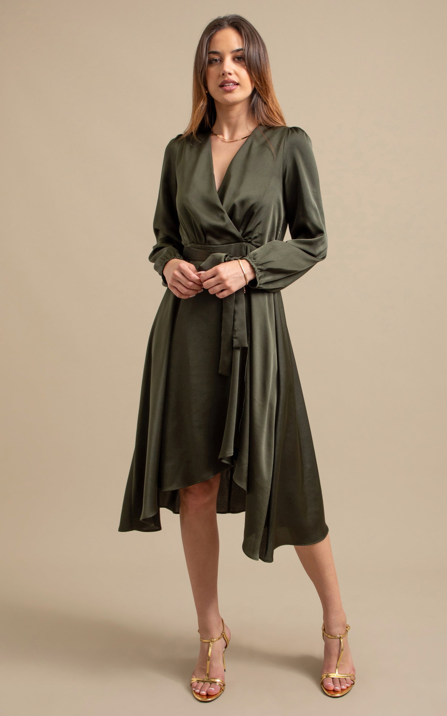 Satin Wrap Wrap Women\u0026#039;s Dresses Black Midi Wrap Dress For Women –  Satin Formal Office Wear