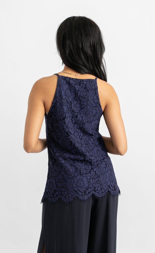 Scallop Lace Cami Navy