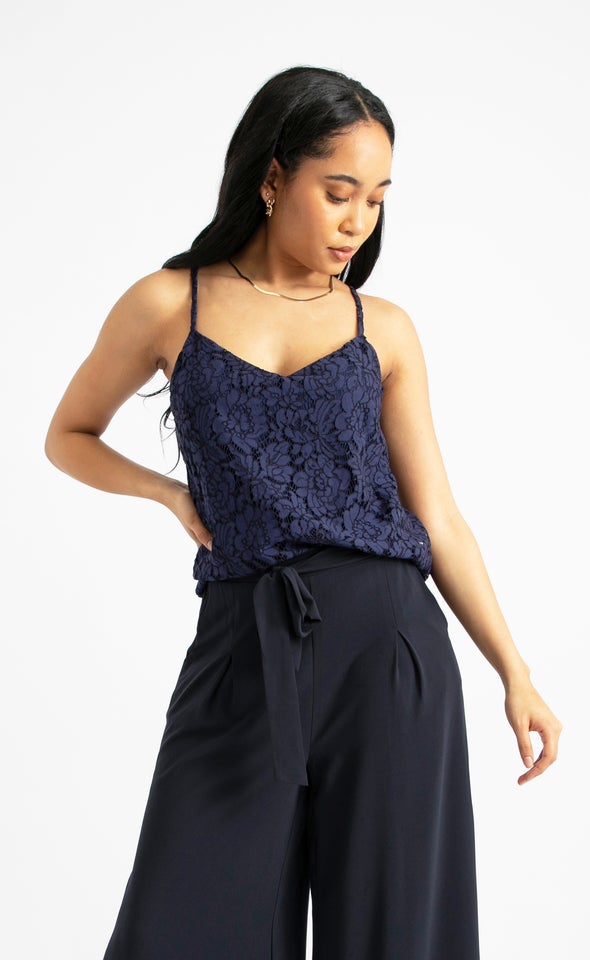 Scallop Lace Cami Navy