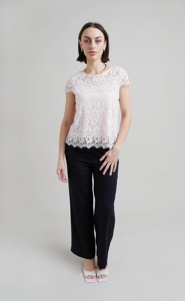 Scallop Lace SS Top Blush