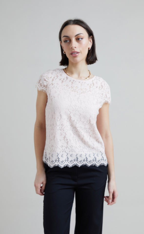 Scallop Lace SS Top Blush