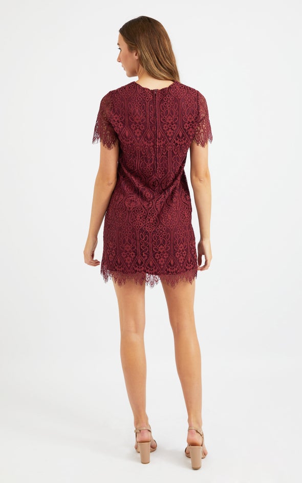 Scallop Lace T-Shirt Dress Aubergine