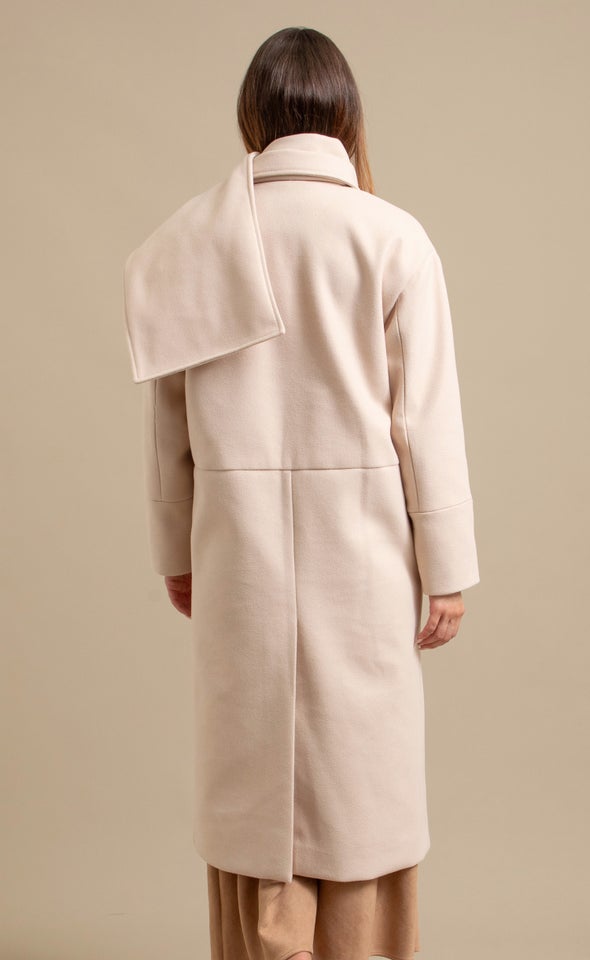 Scarf Detail Coat Natural