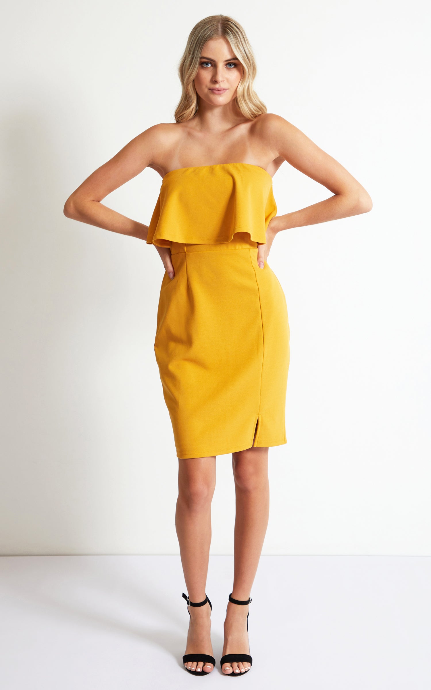 scuba dress with ruffles
