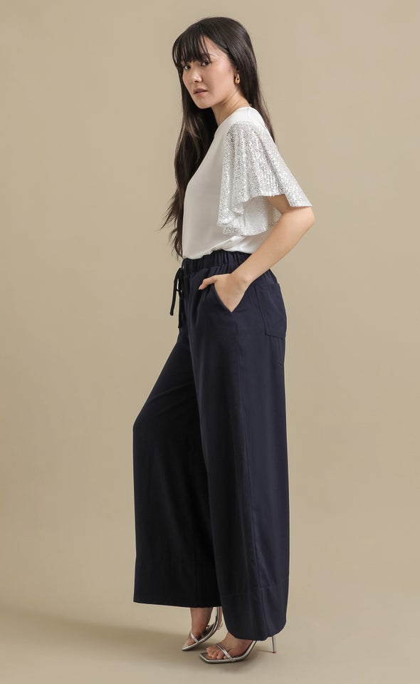 Sequin Detail Evening Top White