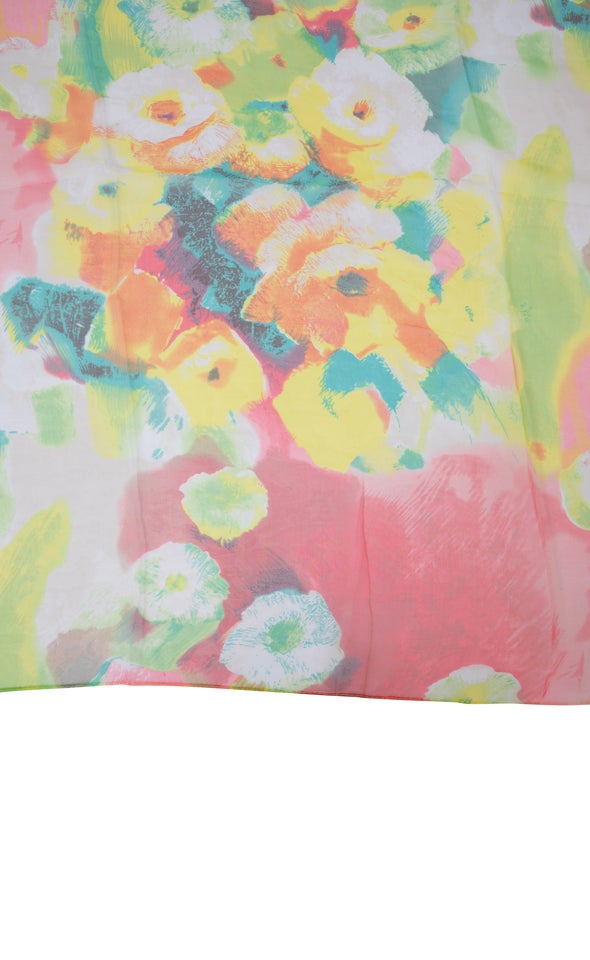 Sheer Abstract Print Scarf Multi