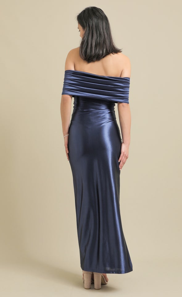 Shine ITY Cold Shoulder Gown Navy