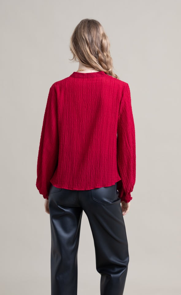 Shirred Cuff Shirt Berry