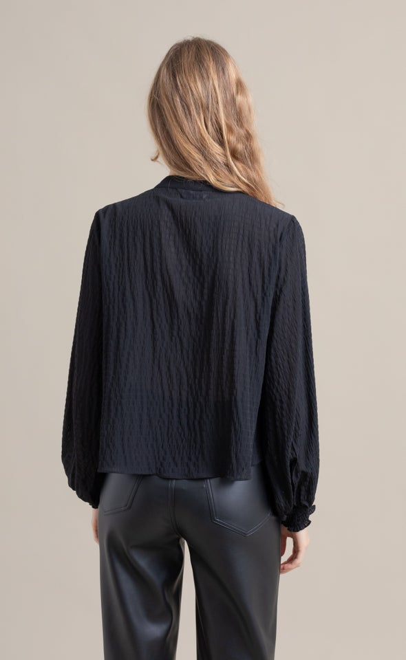 Shirred Cuff Shirt Black
