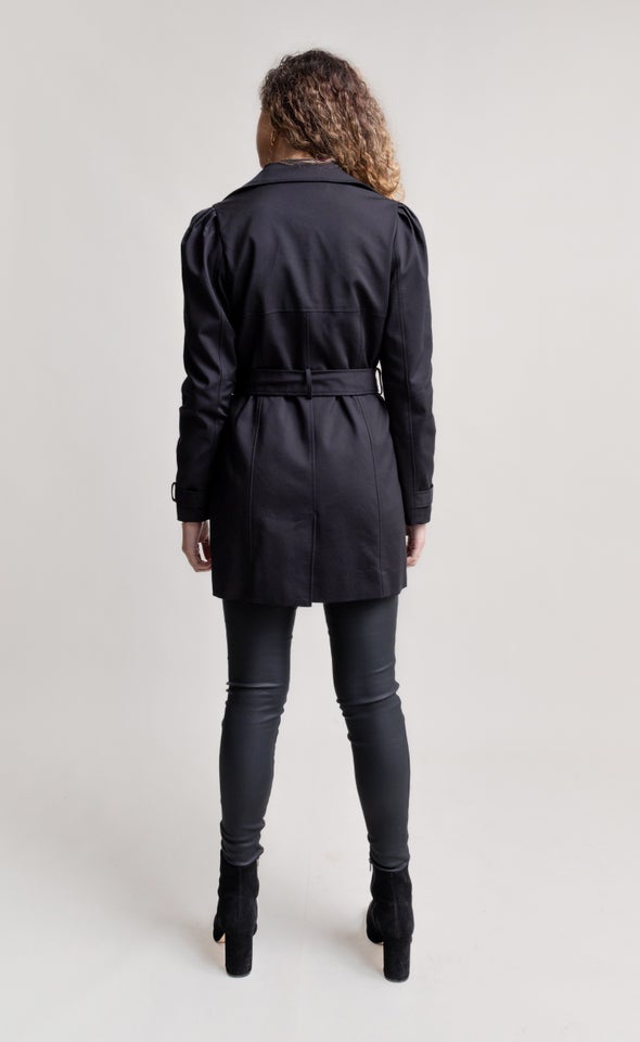 Short Length Trench Coat Black