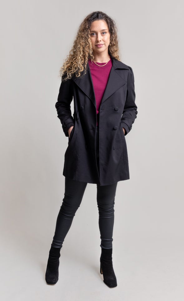 Short Length Trench Coat Black