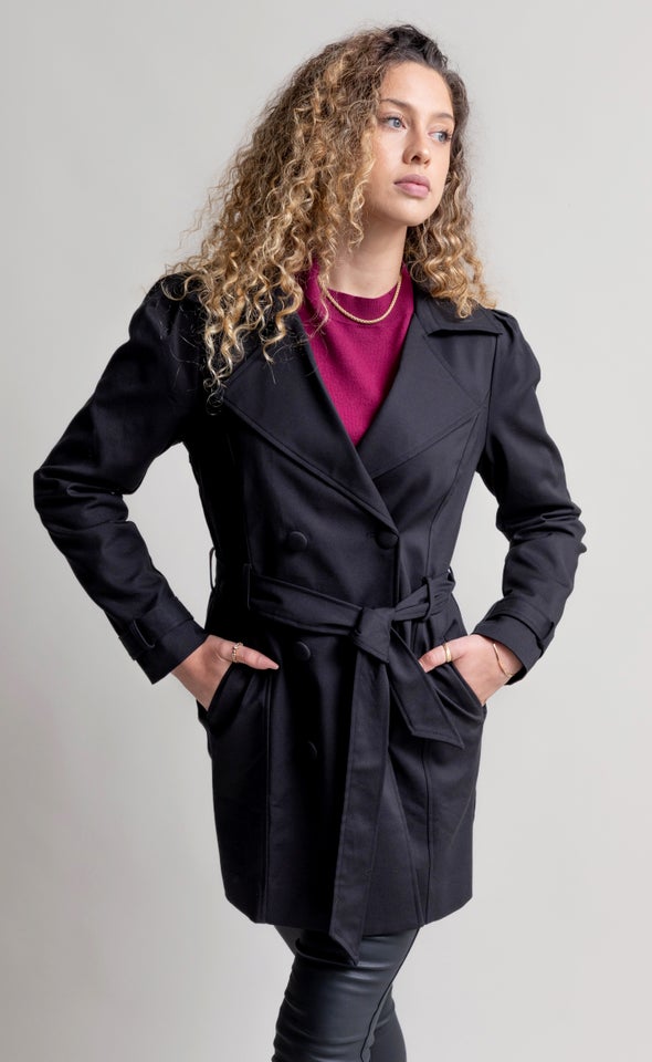 Short Length Trench Coat Black