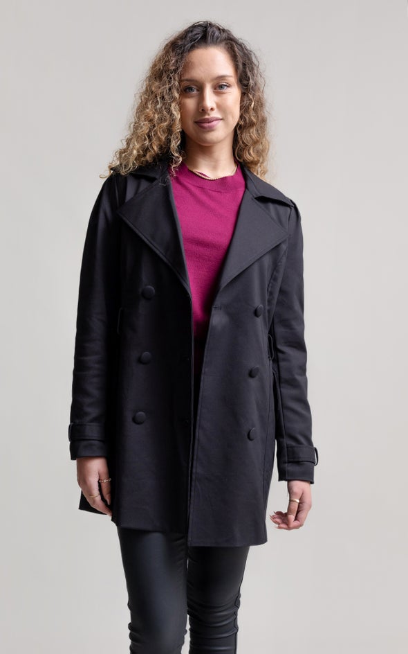 Short Length Trench Coat Black