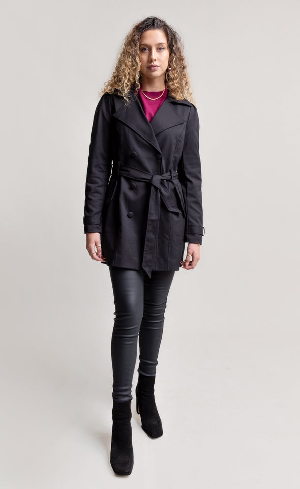 Short Length Trench Coat Black