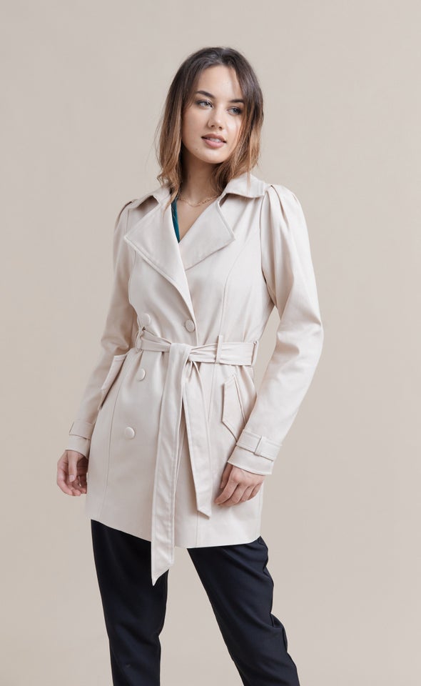 Short Length Trench Coat Natural