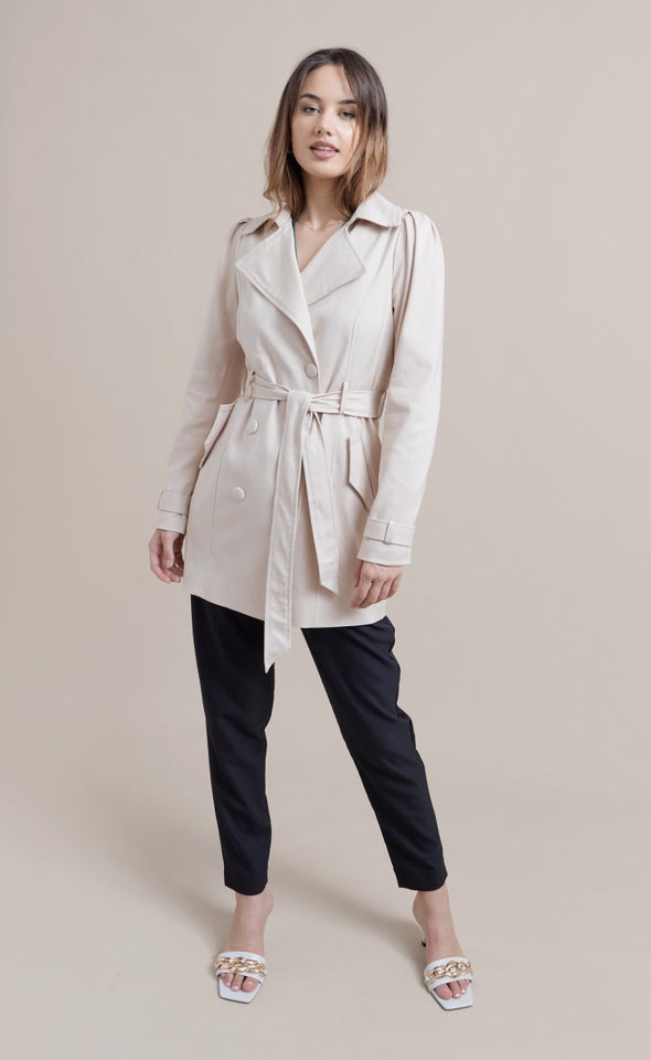 Short Length Trench Coat Natural