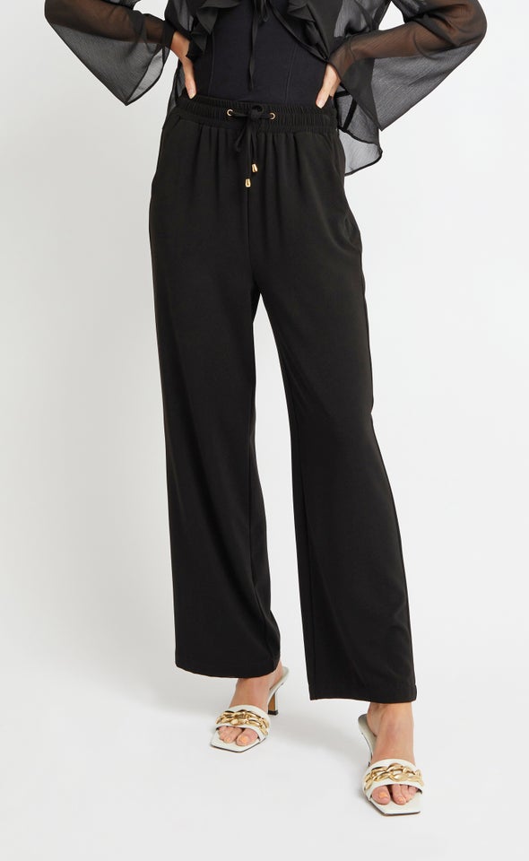 Side Panel Wide Leg Pants Black